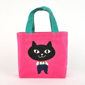[일본직수입] 고양이 캔버스백(핑크깜보) 고양이소품샵,다꾸스티커,불렛저널
